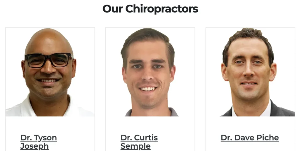 Chiropractic Doctors - Dr. Tyson Joseph, Dr. Curtis Semple, Dr. Dave Piche

